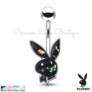 Playboy Bunny Belly Button Ring Green Opal Navel Piercing Silver